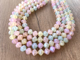 Pastel Multi Color Lucite Acrylic Bead Chunky Multi Strand Statement Necklace - Lorelai