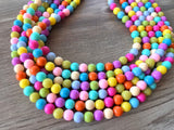 Multi Color Acrylic Lucite Bead Chunky Statement Necklace - Alana