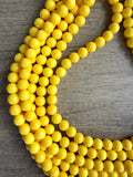 Yellow Acrylic Beaded Multi Strand Statement Necklace | Alana | DLD Jewelry