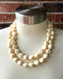 Cream Acrylic Beaded Multi Strand Statement Necklace - Julianna