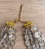 Clear Gold Acrylic Bead Chunky Multi Strand Statement Necklace - Ava