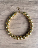 Shiny Gold Choker Acrylic Beaded Statement Necklace - Betty