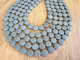 Gray Blue Wood Bead Multi Strand Chunky Womens Statement Necklace - Charlotte
