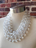 Lucite Acrylic Clear Bead Chunky Multi Strand Statement Necklace - Tessa