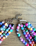 Colorful Acrylic Beaded Multi Strand Chunky Statement Necklace - Alana