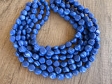 Cobalt Blue Acrylic Beaded Multi Strand Statement Necklace - Julianna