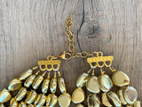Shiny Gold Acrylic Statement Beaded Multi Strand Necklace - Nikki