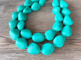Green Seafoam Matte Resin Bead Multi Strand Statement Necklace - Nikki
