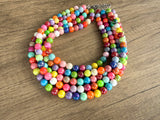 Multi Color Acrylic Big Bead Chunky Statement Necklace - Alana