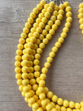 Yellow Acrylic Lucite Bead Chunky Multi Strand Statement Necklace - Alana