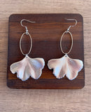 Silver Ginkgo Leaf Lucite Petal Silver Big Statement Earrings - Avery