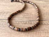 Wood Black Brown Mens Beaded Surfer Necklace - Dennis
