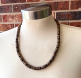 Wood Black Brown Mens Beaded Surfer Necklace - Dennis