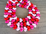 Pink Red Heart Acrylic Beaded Statement Necklace - Amore