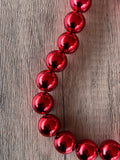 Shiny Red Acrylic Beaded Short Lucite Statement Necklace - Betty