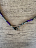 Mens Purple Gray Thin Hematite Magnesite Beaded Necklace - Wyatt