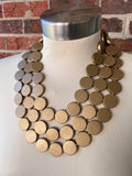 Gold Statement Lucite Bead Necklace Chunky Multi Strand Necklace - Charlotte