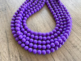 Purple Big Beaded Acrylic Chunky Multi Strand Necklace - Alana