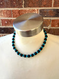 Black Lava Rock Turquoise Mens Surfer Beaded Long Necklace - Mack