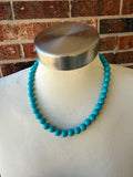 Turquoise Blue Acrylic Lucite Bead Chunky Statement Necklace - Alana
