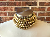 Gold Choker Matte Big Beaded Acrylic Chunky Multi Strand Statement Necklace - Alana