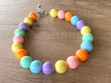 Pastel Multi Color Choker Acrylic Beaded Short Lucite Statement Necklace - Betty