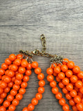 Orange Acrylic Lucite Bead Chunky Statement Necklace - Alana