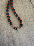 Brown Black Lava Rock Mens Bead Long Surfer Necklace - Mac