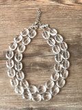 Clear Acrylic Beaded Multi Strand Chunky Statement Necklace - Elizabeth