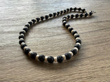 Mens Black White Lava Rock Gemstone Beaded Necklace - Mack