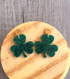 St Patrick’s Day Shamrock 3 Leaf Clover Dangle Statement Earings