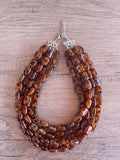 Tortoise Shell Statement Necklace Lucite Beaded Necklace Chunky Necklace - Lauren