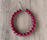 Garnet Red Acrylic Beaded Short Lucite Statement Necklace - Betty