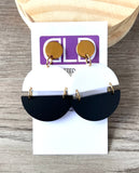 White Black Lucite Big Large Dangle Statement Earrings - Orville
