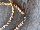 Gold Long Wood Beaded Wooden Boho Single Strand Statement Necklace - Nicoline