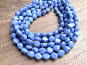 Carolina Blue Lucite Acrylic Beaded Chunky Multi Strand Statement Necklace - Julianna