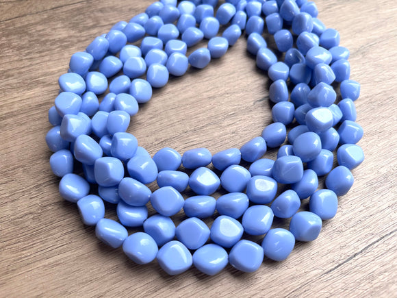 Carolina Blue Lucite Acrylic Beaded Chunky Multi Strand Statement Necklace - Julianna