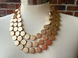 Gold Wood Bead Multi Strand Chunky Statement Necklace - Charlotte