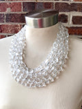 Clear Faceted Lucite Beaded Statement Multi Strand Chunky Necklace - Jenny