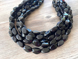 Black Acrylic Chunky Lucite Multi Strand Statement Necklace - Penelope