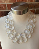 Clear Faceted Lucite Beaded Chunky Statement Necklace - Genevieve