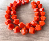 Orange Coral Lucite Statement Chunky Beaded Acrylic Necklace - Ashley