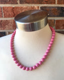 Rose Pink Acrylic Beaded Chunky Statement Necklace - Alana