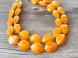 Orange White Acrylic Bead Chunky Multi Strand Statement Necklace - Krista