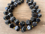 Black Lucite Chunky Beaded Multi strand Acrylic Statement Necklace - Ashley