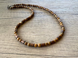 Tan Jasper Copper Mens Beaded Necklace - Rowan