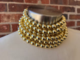 Shiny Gold Choker Big Beaded Acrylic Chunky Multi Strand Statement Necklace - Alana