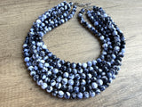 Black White Acrylic Lucite Bead Chunky Statement Necklace - Alana
