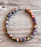 Multi Color Choker Acrylic Beaded Short Lucite Statement Necklace - Betty