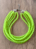 Light Green Acrylic Lucite Bead Chunky Multi Strand Statement Necklace - Alana